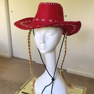 ADULT COSTUME RED COWGIRL HAT